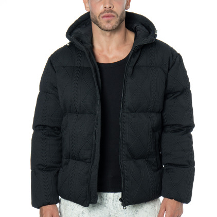 Frilivin Relief Hooded Coat - Black