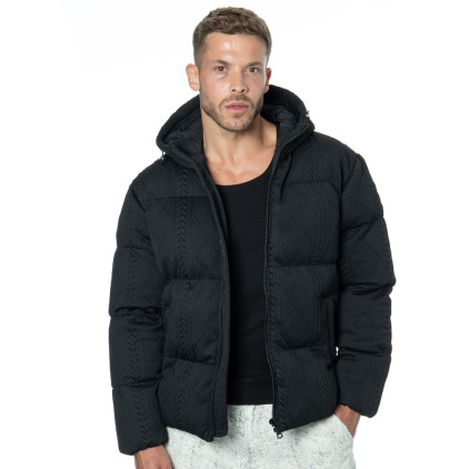 Frilivin Relief Hooded Coat - Black
