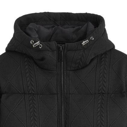 Frilivin Relief Hooded Coat - Black