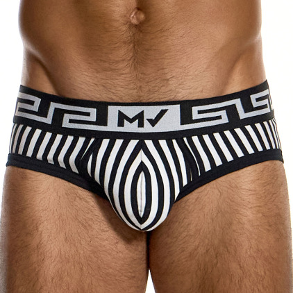 Modus Vivendi Meander Stripes Classic Briefs - White - Black