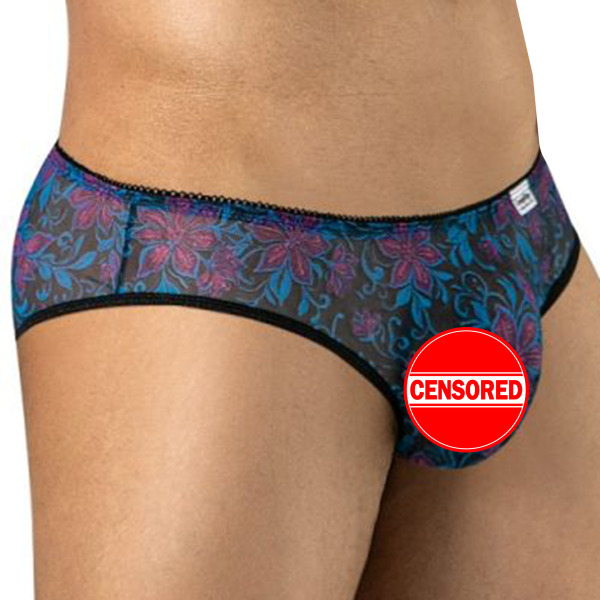 CandyMan Floral Mesh Briefs - Blue