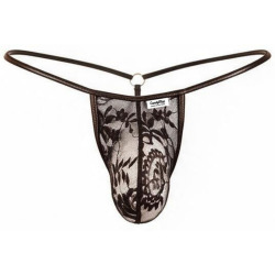 CandyMan Floral Lace G-String - Black