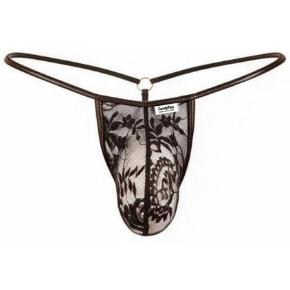 String Ficelle Dentelle Florale Noir CandyMan