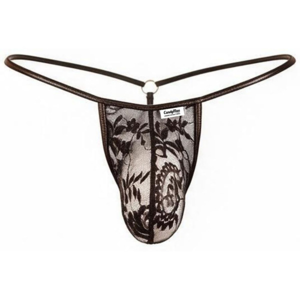 CandyMan Floral Lace G-String - Black