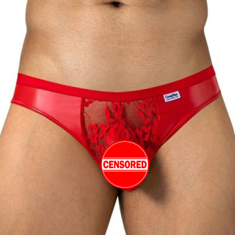 CandyMan Floral Lace Thong - Red