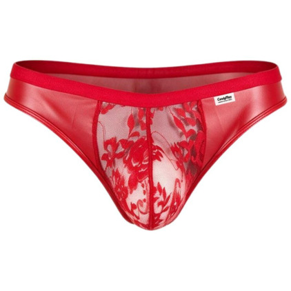 CandyMan Floral Lace Thong - Red