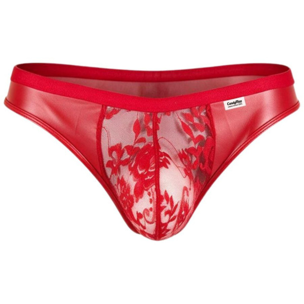 CandyMan Floral Lace Thong - Red