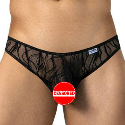 CandyMan Wave Lace Thong - Black