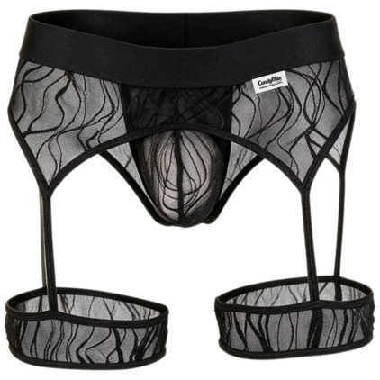 CandyMan Wave Garter Thong - Black