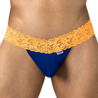 String Résille Dentelle Bleu - Orange Fluo CandyMan