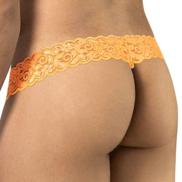 String Résille Dentelle Bleu - Orange Fluo CandyMan