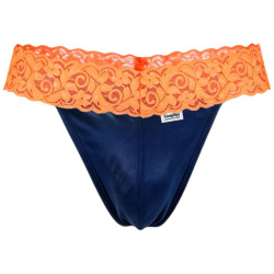 CandyMan Mesh Lace Thong - Blue - Neon Orange