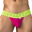 String Résille Dentelle Rose - Jaune Fluo CandyMan