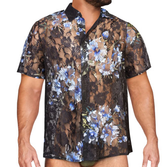 Chemisette Dentelle Florale - Noir - Bleu Alpha Charlie