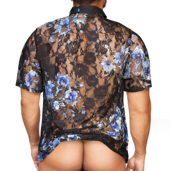 Chemisette Dentelle Florale - Noir - Bleu Alpha Charlie