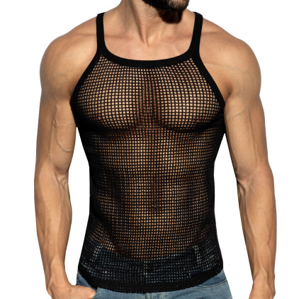 ES Collection Open-Grid Tank Top - Black