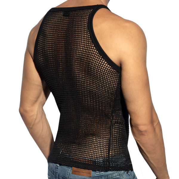 ES Collection Open-Grid Tank Top - Black