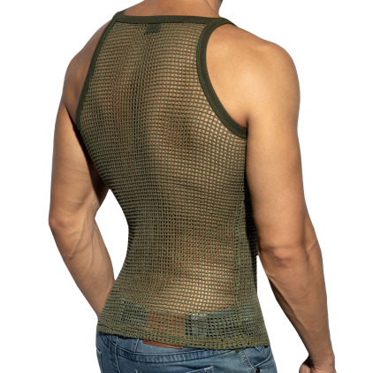ES Collection Open-Grid Tank Top - Khaki