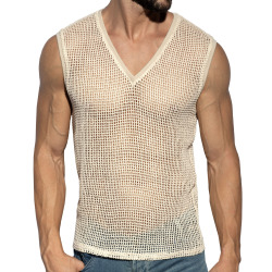 ES Collection Open-Grid V-Neck Top - Ivory