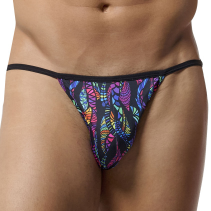Slip Tanga Funky Styles Imprimé Noir HOM