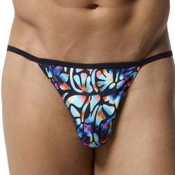 Slip Tanga Funky Styles Imprimé Bleu HOM