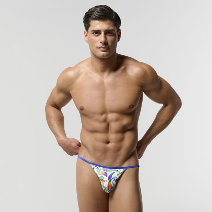 Slip Tanga Funky Styles Imprimé Blanc HOM