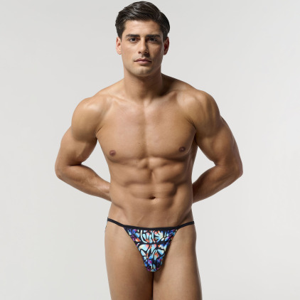 Slip Tanga Funky Styles Imprimé Bleu HOM