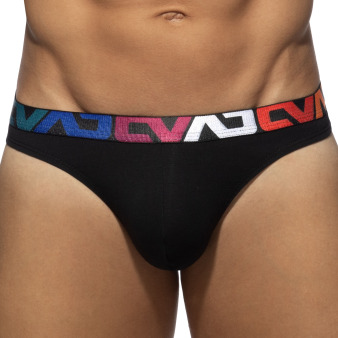 Addicted AD Allover Cotton Thong - Black