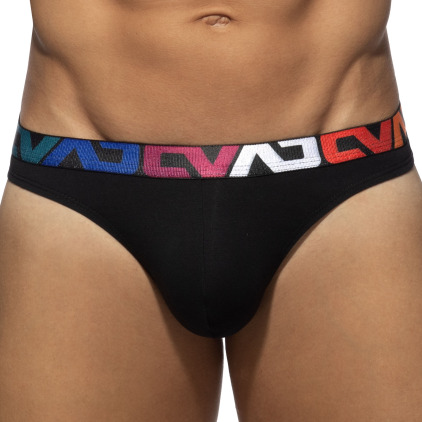 Addicted AD Allover Cotton Thong - Black