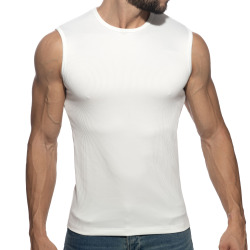 Addicted B&W Rib Tank Top - White