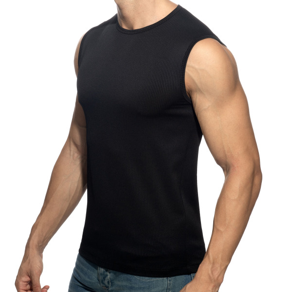 Addicted B&W Rib Tank Top - Black