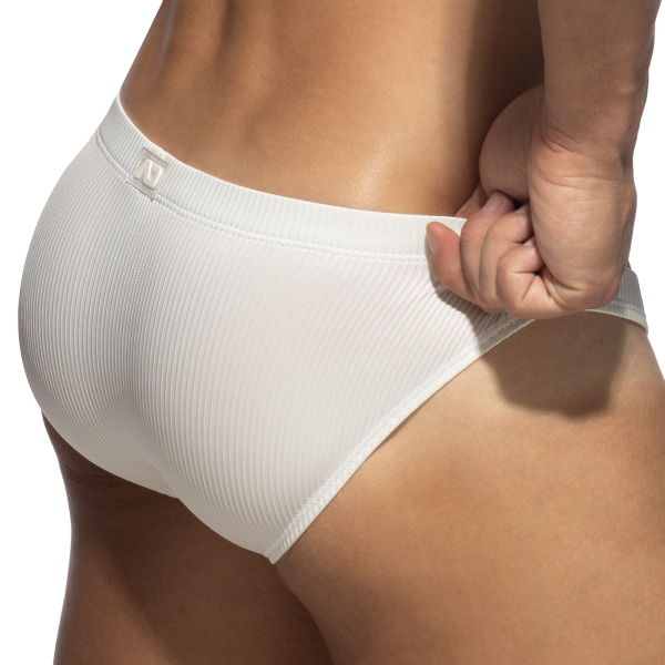Addicted B&W Rib Bikini Briefs - White