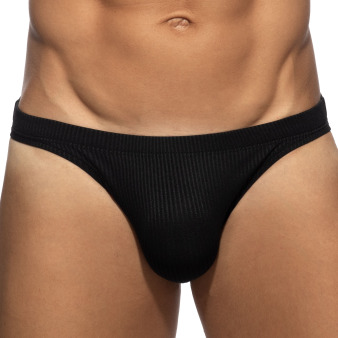 Addicted B&W Rib Bikini Briefs - Black