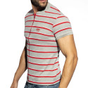 ES Collection Striped Polo Shirt - Grey - Red