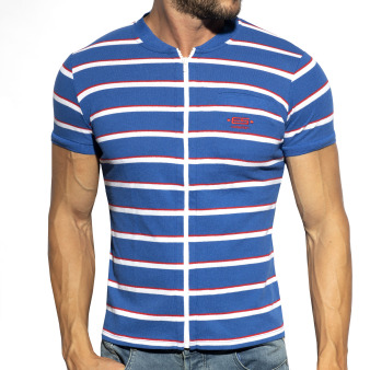 ES Collection Striped Polo Shirt - Royal - White