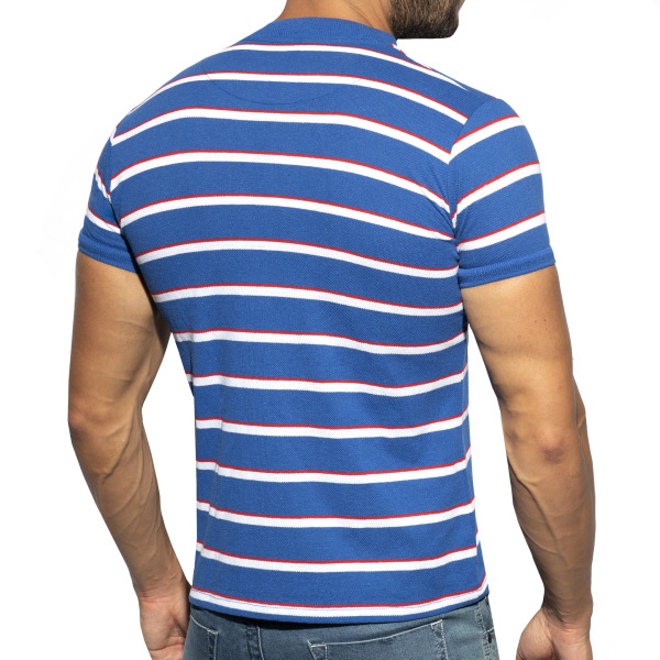 ES Collection Striped Polo Shirt - Royal - White