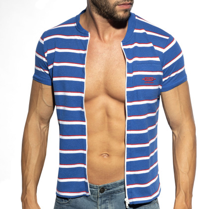 ES Collection Striped Polo Shirt - Royal - White