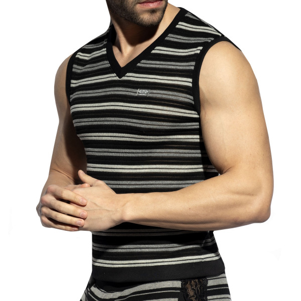 ES Collection Whisper Stripes Tank Top - Black