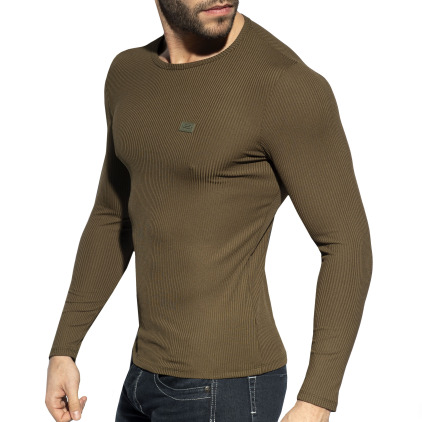 T-Shirt Manches Longues Recycled Rib Kaki ES Collection