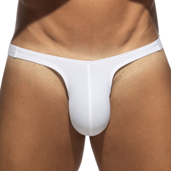 Addicted Thin Rib Thong - White