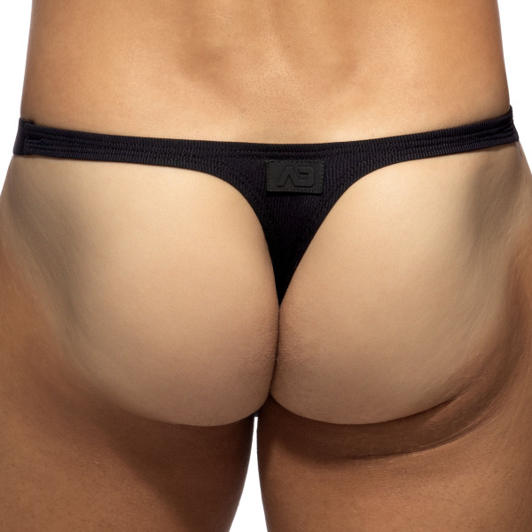Addicted Thin Rib Thong - Black