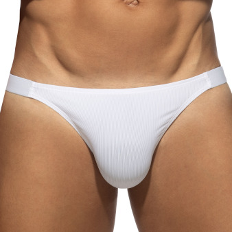 Addicted Thin Rib Bikini Briefs - White