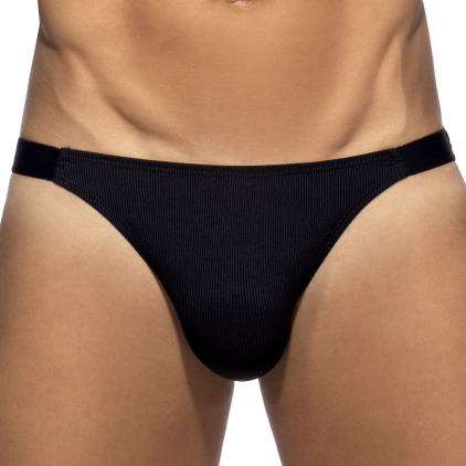 Addicted Thin Rib Bikini Briefs - Black