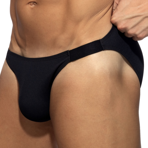 Addicted Thin Rib Bikini Briefs - Black