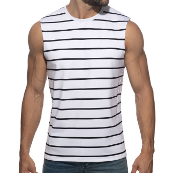 Addicted Wavy Stripes Tank Top - White