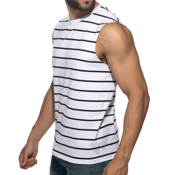 Addicted Wavy Stripes Tank Top - White