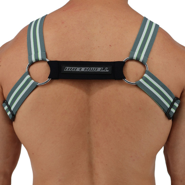 Breedwell Sweat & Sin Bulldog Harness - Grey - Neon Green