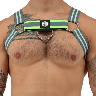 Harnais Bulldog Sweat & Sin Gris - Vert Fluo Breedwell