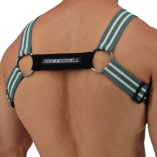 Breedwell Sweat & Sin Bulldog Harness - Grey - Neon Green