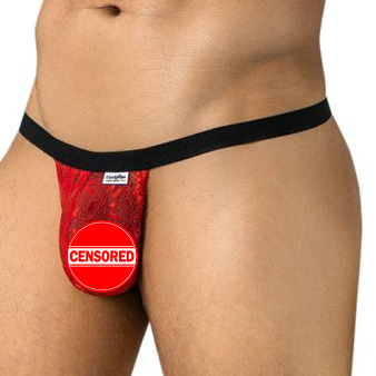 CandyMan 95013 Floral Lace Thong - Red